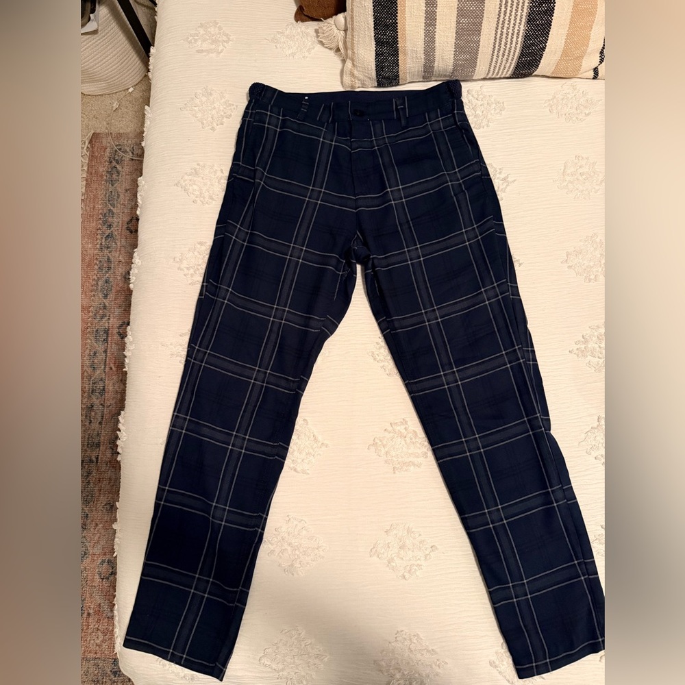 Zara Men's Dark Blue Checkered Pants